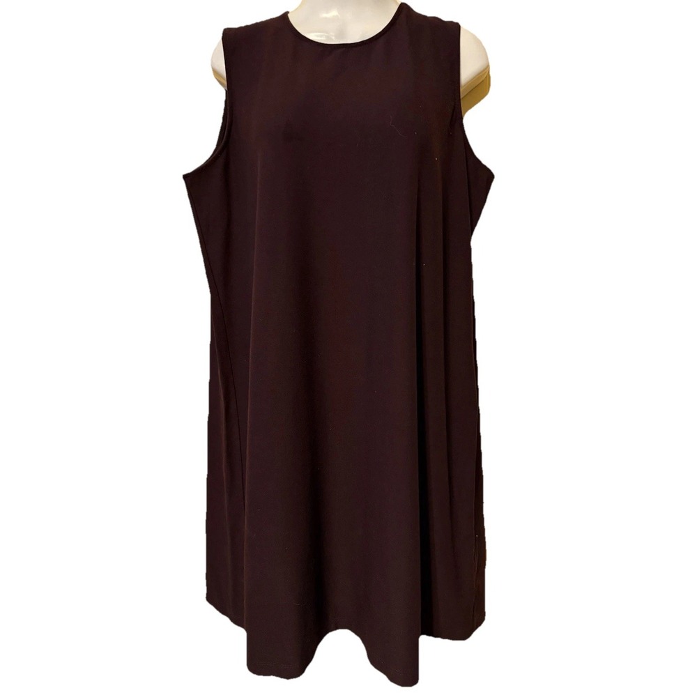 Eileen Fisher System Purple Plum Sleeveless Sheath Dress Size Large